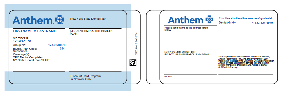 Anthem ID Card for SEHP Enrollees